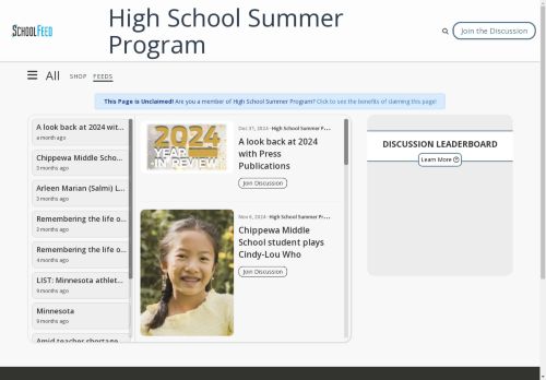 High School Summer Program