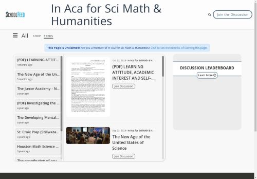 In Aca for Sci Math & Humanities