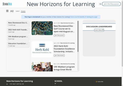 New Horizons for Learning