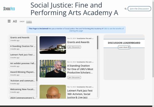 Social Justice: Fine and Performing Arts Academy A