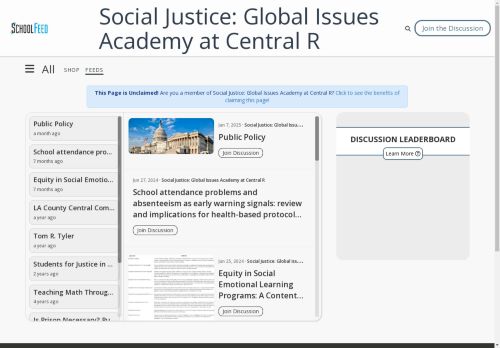 Social Justice: Global Issues Academy at Central R